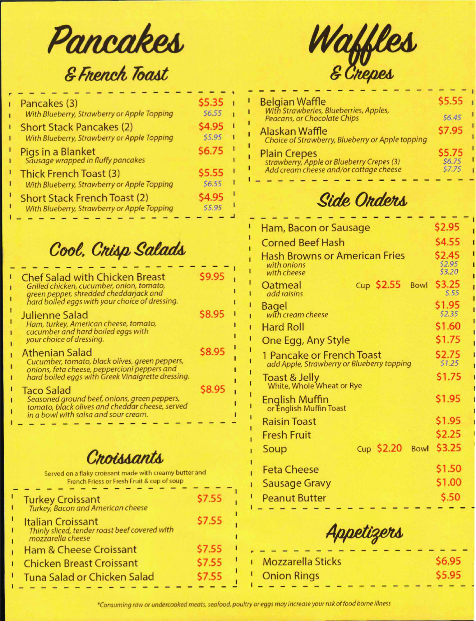 Falls Cafe Sheboygan Falls, WI Menu